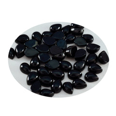 Riyogems 1 pieza cabujón de ónix negro 5x7 mm forma de pera piedra suelta de calidad increíble