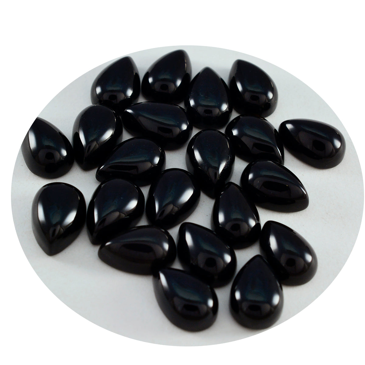 Riyogems 1 cabujón de ónix negro, 0.236 x 0.354 in, forma de pera, calidad de belleza, piedra preciosa suelta