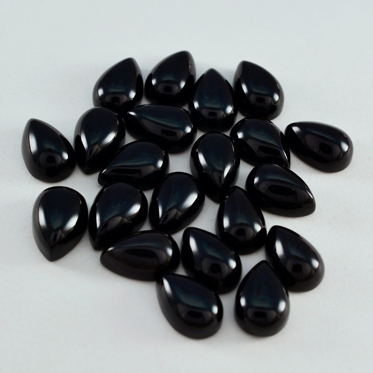 Riyogems 1PC Black Onyx Cabochon 5x7 mm Pear Shape awesome Quality Loose Stone