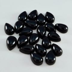 Riyogems 1 Stück schwarzer Onyx-Cabochon, 5 x 7 mm, Birnenform, toller hochwertiger loser Stein