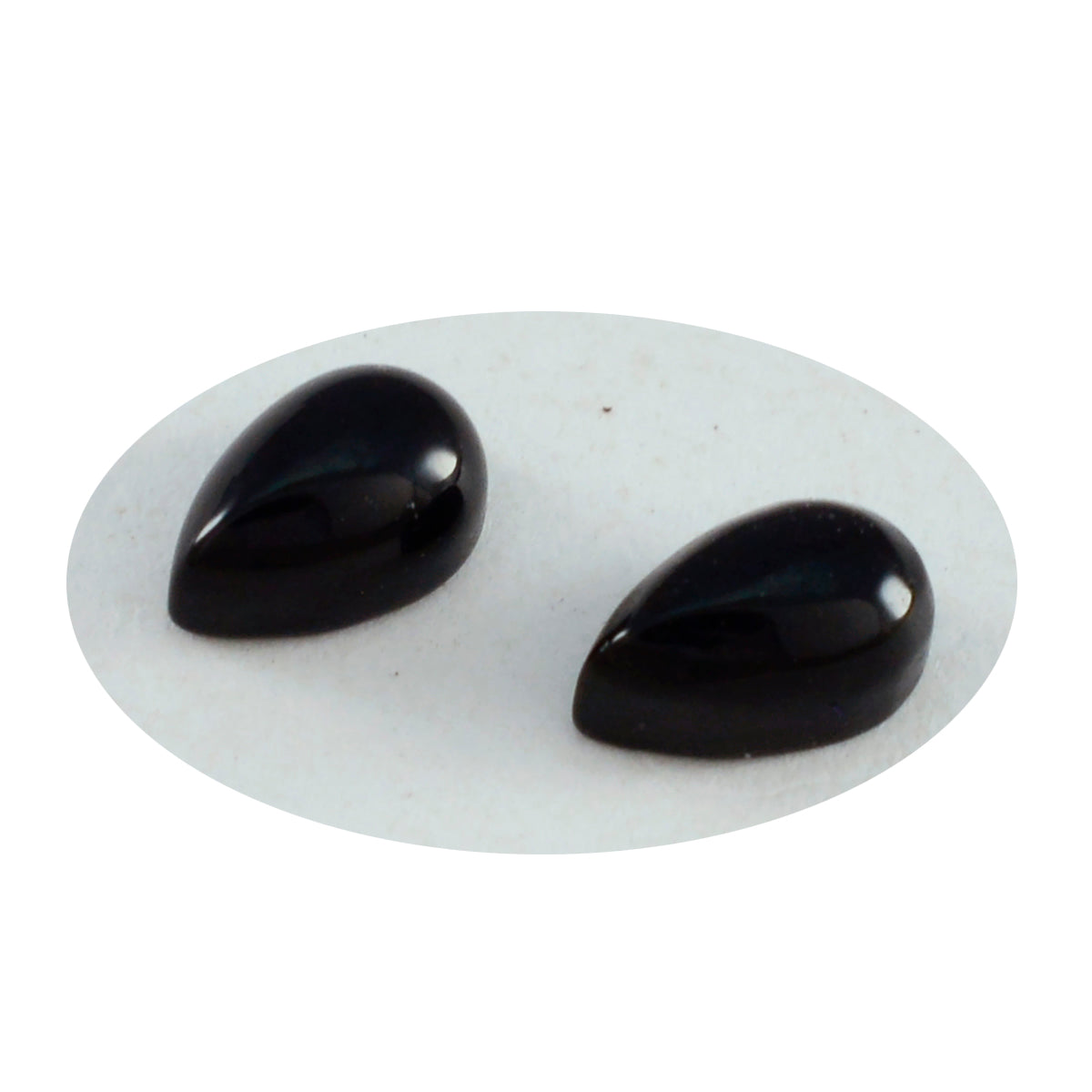riyogems 1st svart onyx cabochon 6x9 mm päronform skönhetskvalitet lös ädelsten