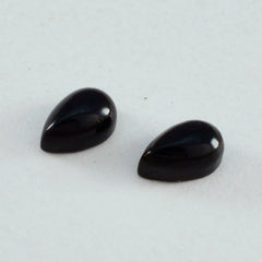 Riyogems 1PC Black Onyx Cabochon 6x9 mm Pear Shape beauty Quality Loose Gemstone