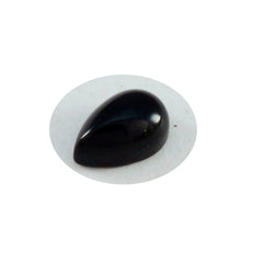 Riyogems 1 Stück schwarzer Onyx-Cabochon, 7 x 10 mm, Birnenform, Edelstein von erstaunlicher Qualität