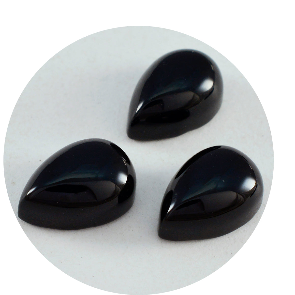 riyogems 1pc cabochon onyx noir 8x12 mm forme de poire jolies pierres précieuses de qualité