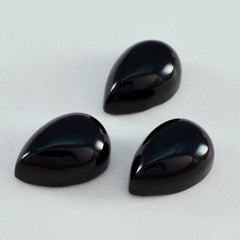 Riyogems 1 Stück schwarzer Onyx-Cabochon, 8 x 12 mm, Birnenform, niedliche Qualitäts-Edelsteine