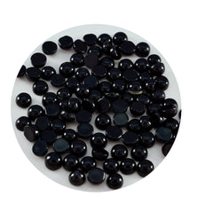 Riyogems 1 pc cabochon onyx noir 3x3 mm forme ronde qualité aaa pierre précieuse en vrac