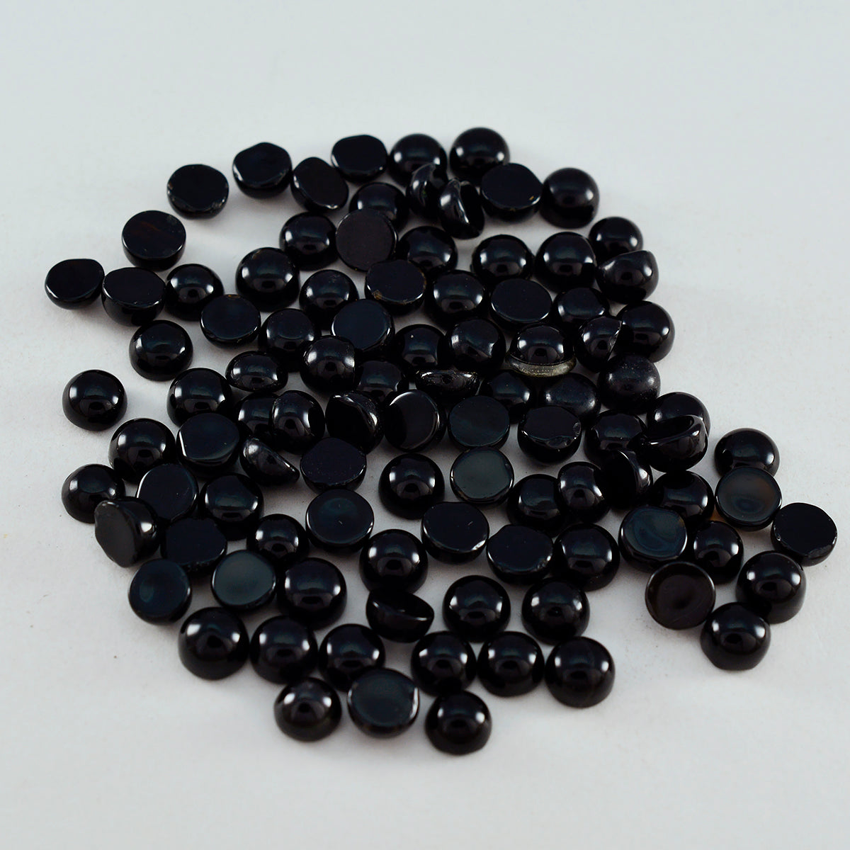 Riyogems 1 pieza cabujón de ónix negro 4x4 mm forma redonda gemas sueltas de calidad A+