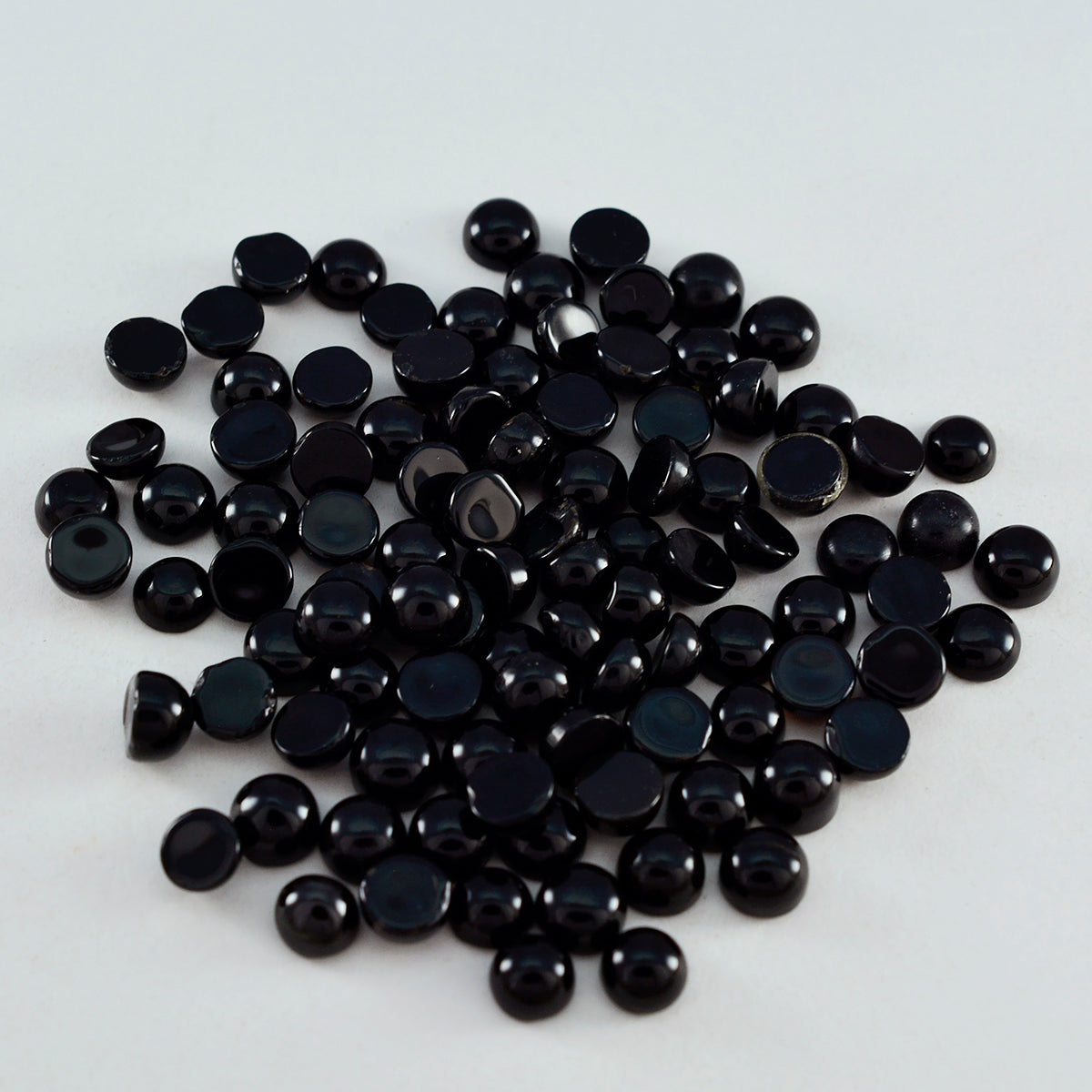 Riyogems 1PC Black Onyx Cabochon 4x4 mm Round Shape A+ Quality Loose Gems