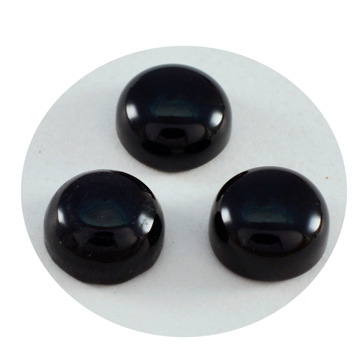 Riyogems 1 cabujón de ónix negro de 10 x 10 mm, forma redonda, piedra preciosa de calidad atractiva