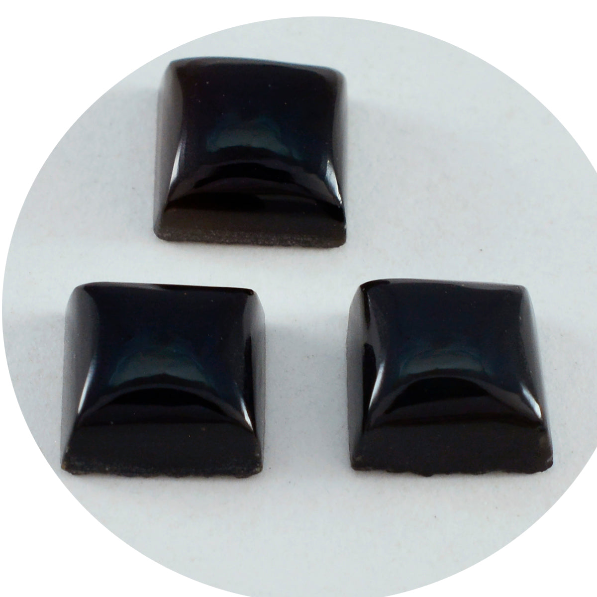 Riyogems 1 cabochon d'onyx noir de forme carrée de 14x14mm, pierre précieuse de qualité impressionnante