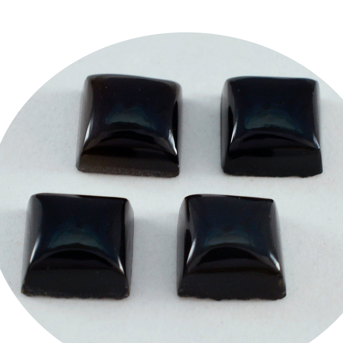 Riyogems, 1 pieza, cabujón de ónix negro, 4x4mm, forma de billón, gemas sueltas de calidad increíble