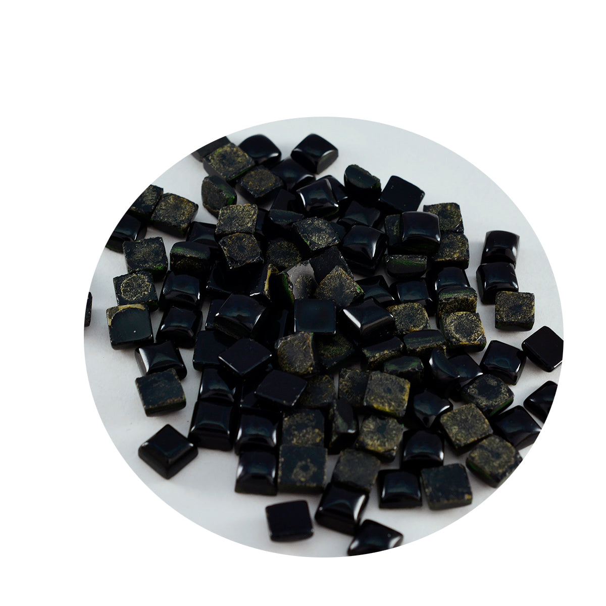 Riyogems 1PC zwarte onyx cabochon 4x4 mm vierkante vorm mooie kwaliteitsedelstenen