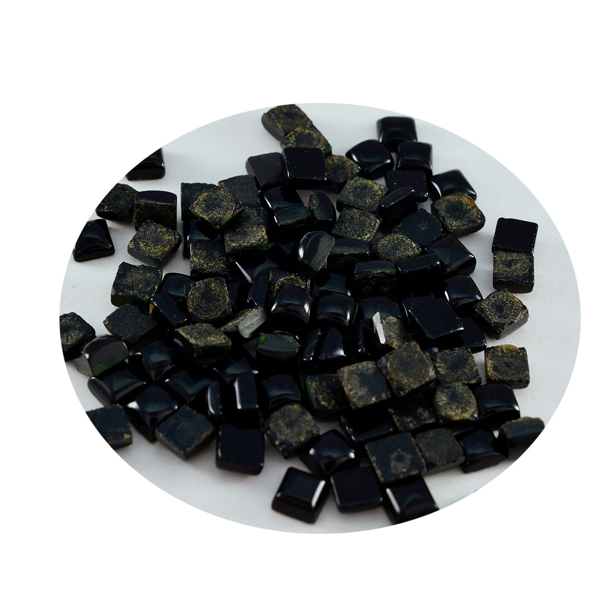 Riyogems 1PC Black Onyx Cabochon 5X5 mm Square Shape astonishing Quality Stone