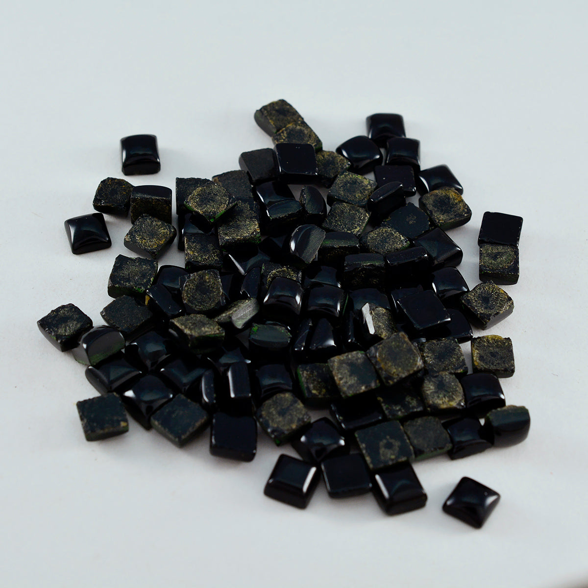 riyogems 1pc cabochon di onice nero 5x5 mm di forma quadrata, pietra di qualità sorprendente