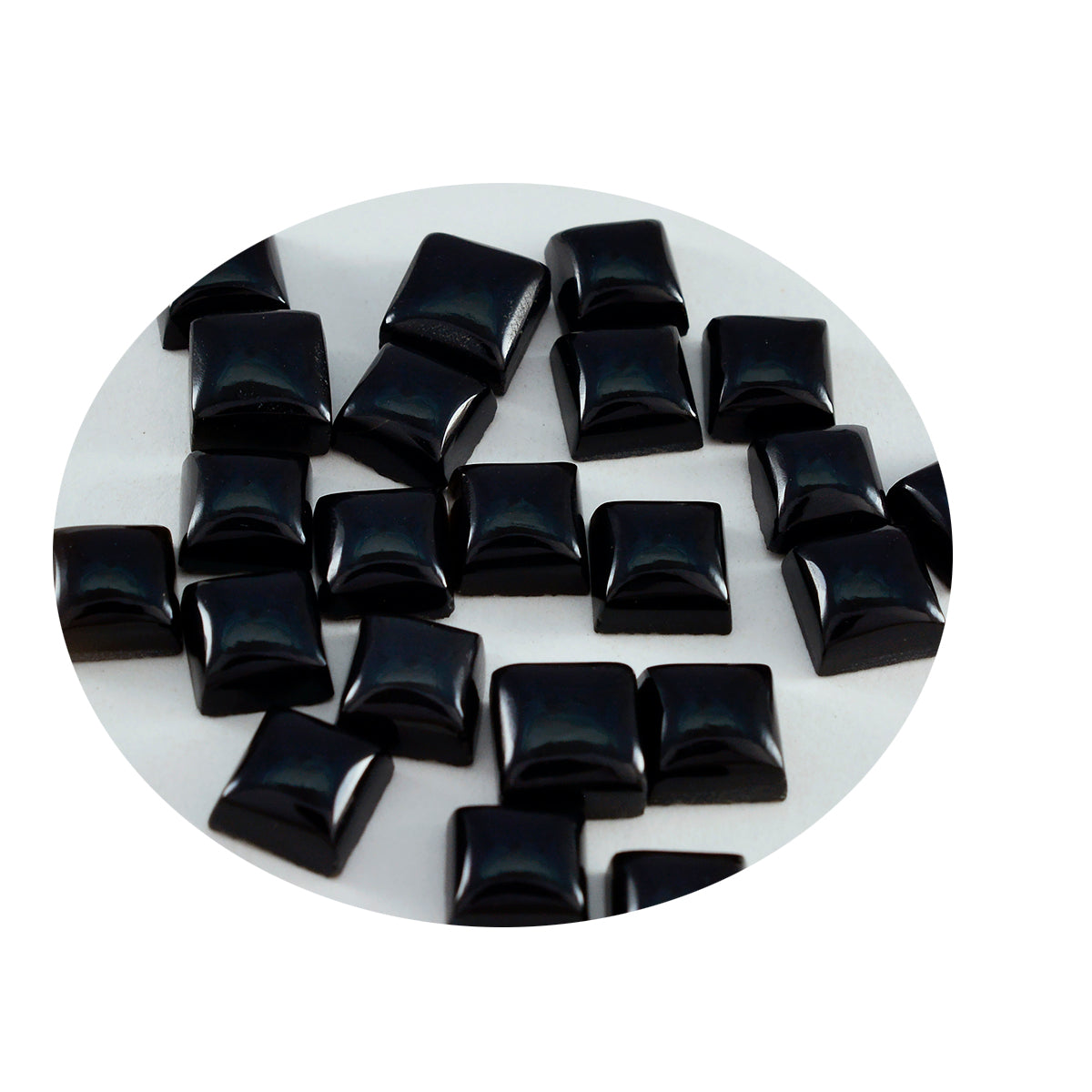 Riyogems 1 cabochon d'onyx noir de forme carrée de 6x6 mm, pierre précieuse de belle qualité