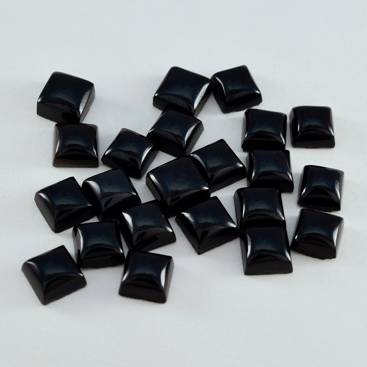 Riyogems 1 pieza cabujón de ónix negro 8x8mm forma cuadrada gemas sueltas de gran calidad