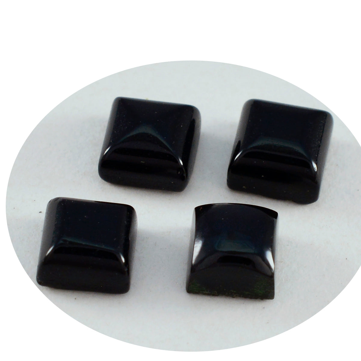 Riyogems 1pc cabochon onyx noir 9x9 mm forme carrée pierre en vrac de qualité fantastique