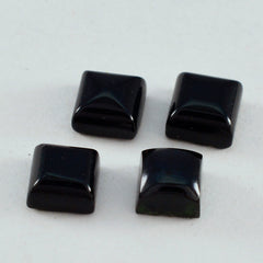 Riyogems 1pc cabochon onyx noir 9x9 mm forme carrée pierre en vrac de qualité fantastique