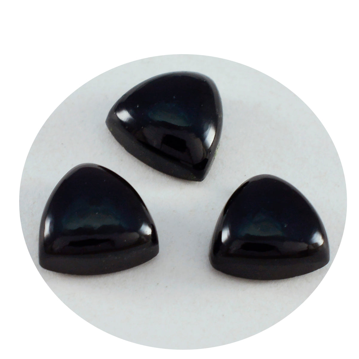 Riyogems 1 Stück schwarzer Onyx-Cabochon, 12 x 12 mm, Billionenform, gute Qualität, lose Edelsteine