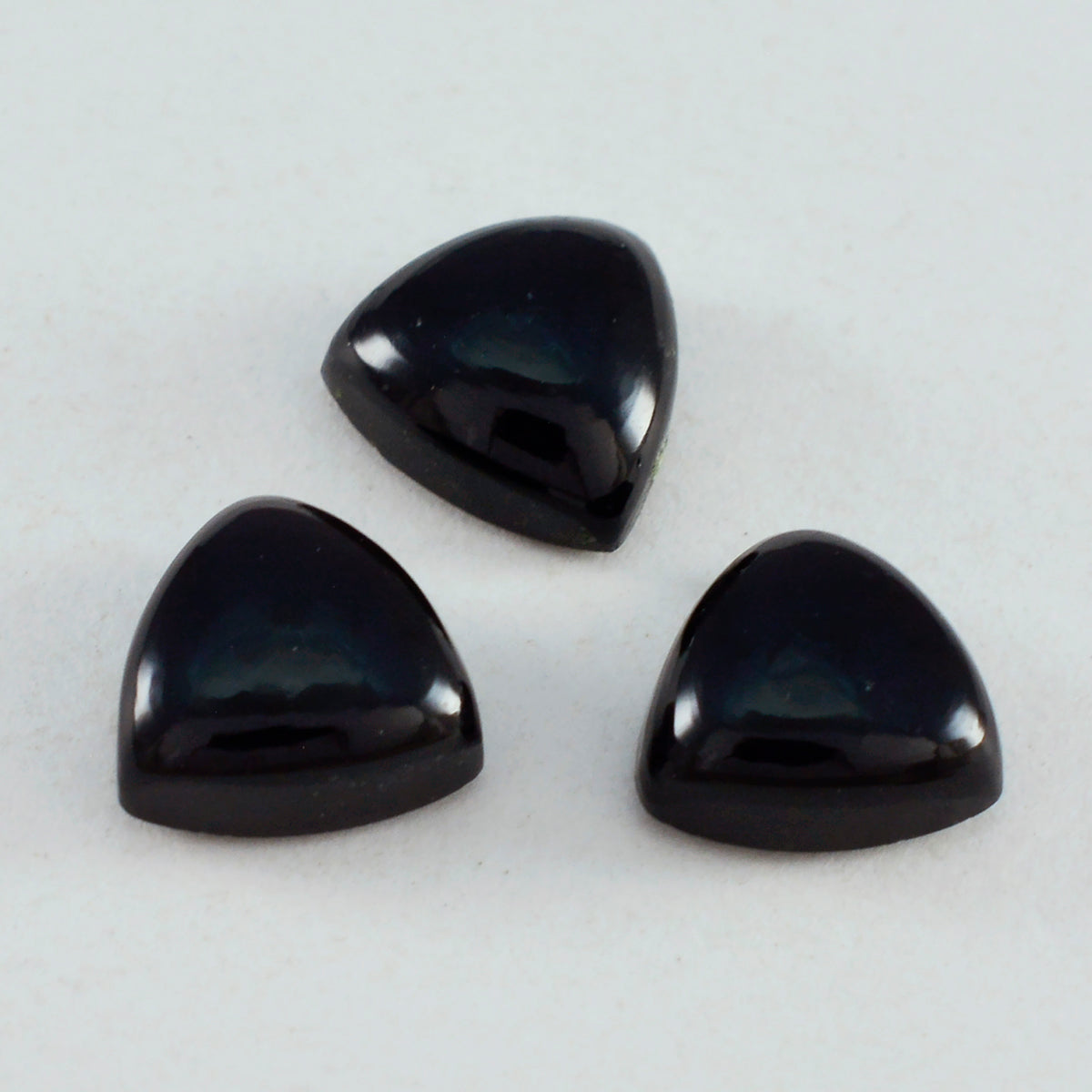 Riyogems 1 pieza cabujón de ónix negro 13x13mm forma de trillón piedra suelta de buena calidad