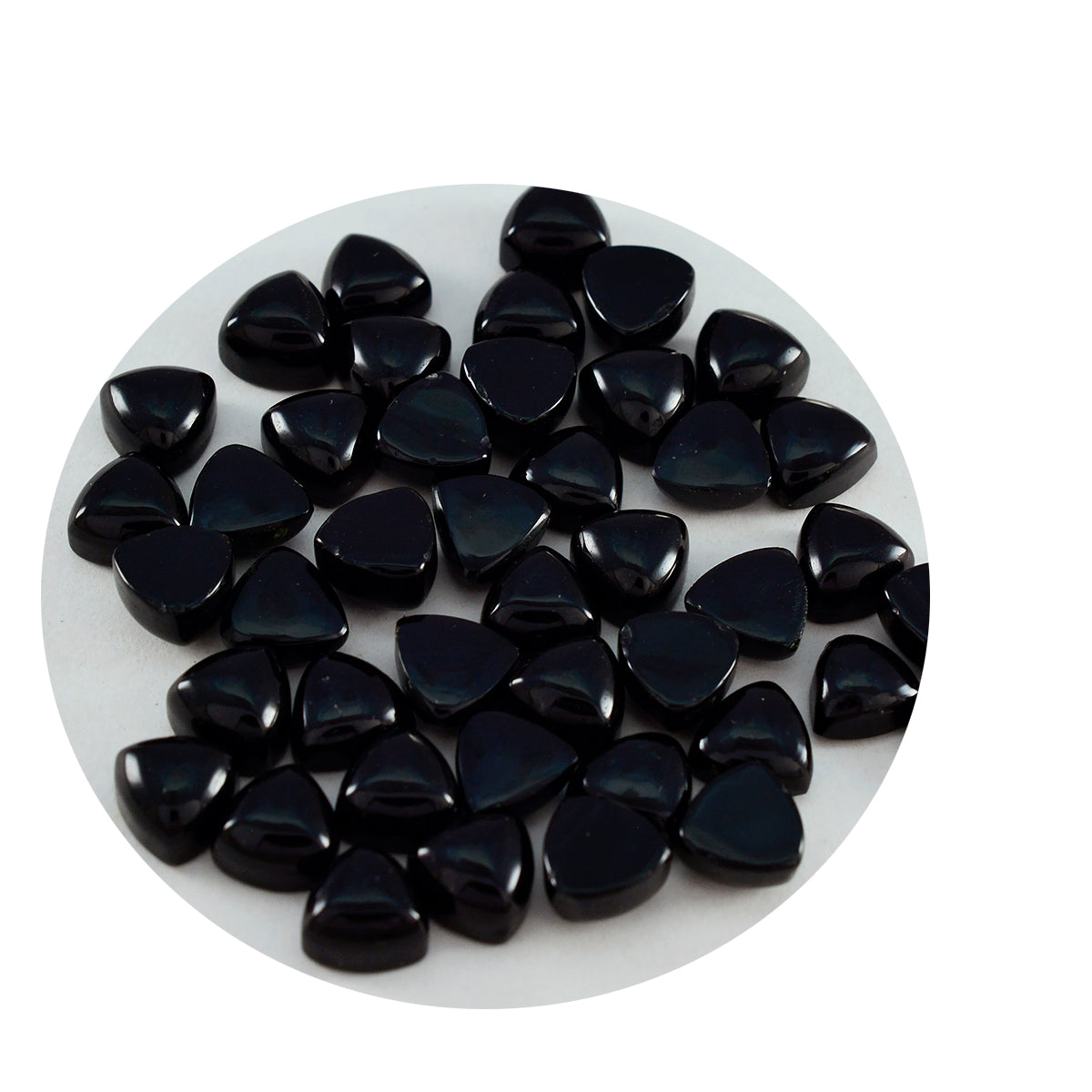 Riyogems 1pc cabochon onyx noir 5x5mm forme trillion mignon qualité pierre en vrac