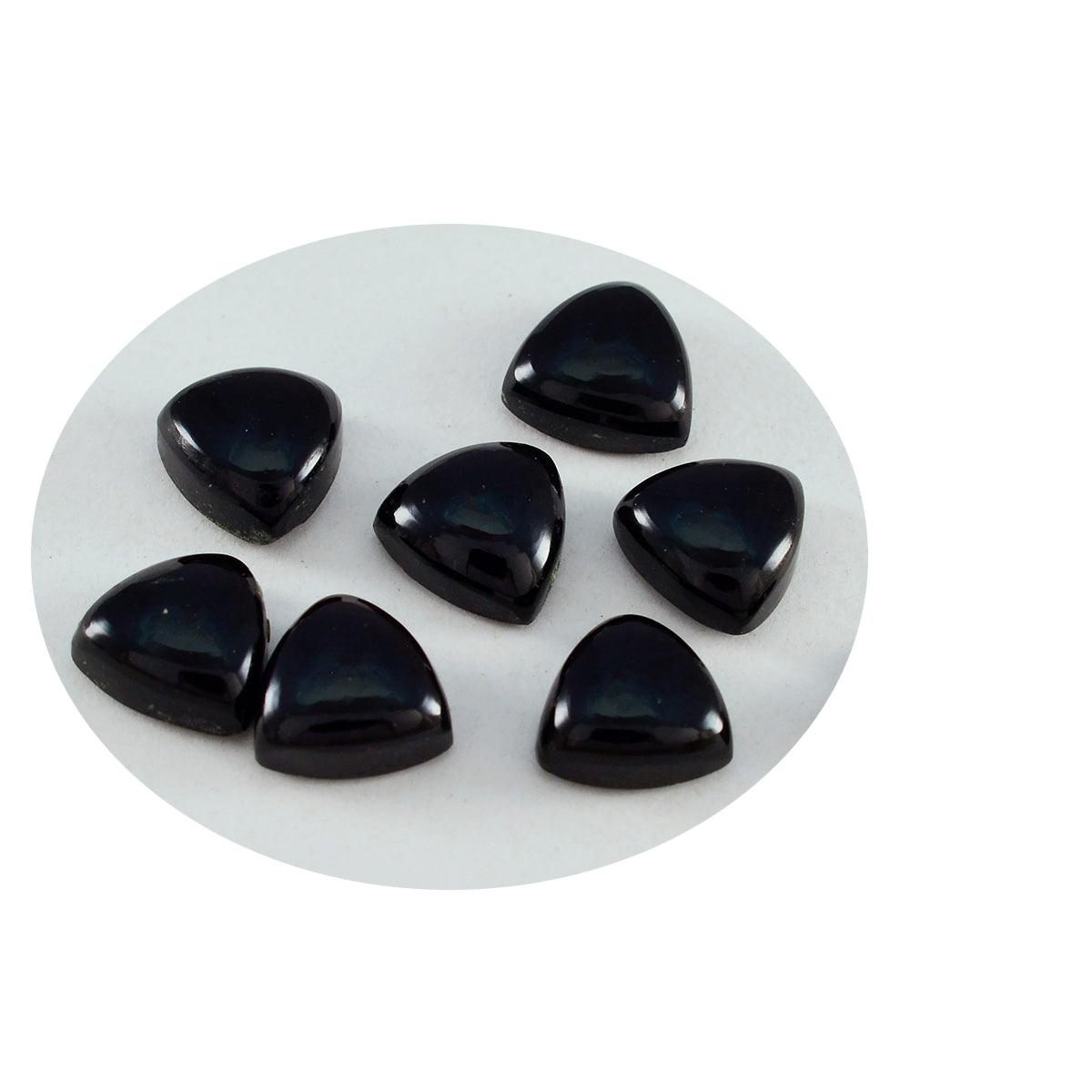 Riyogems 1 cabochon d'onyx noir 6 x 6 mm en forme de trillion une pierre précieuse en vrac de qualité