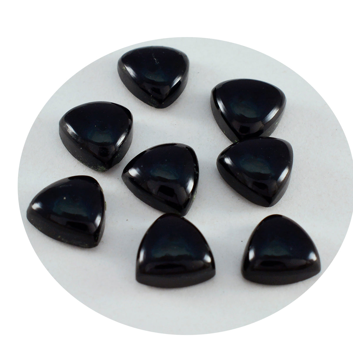 Riyogems 1 Stück schwarzer Onyx-Cabochon, 7 x 7 mm, Trillion-Form, Edelstein in AA-Qualität