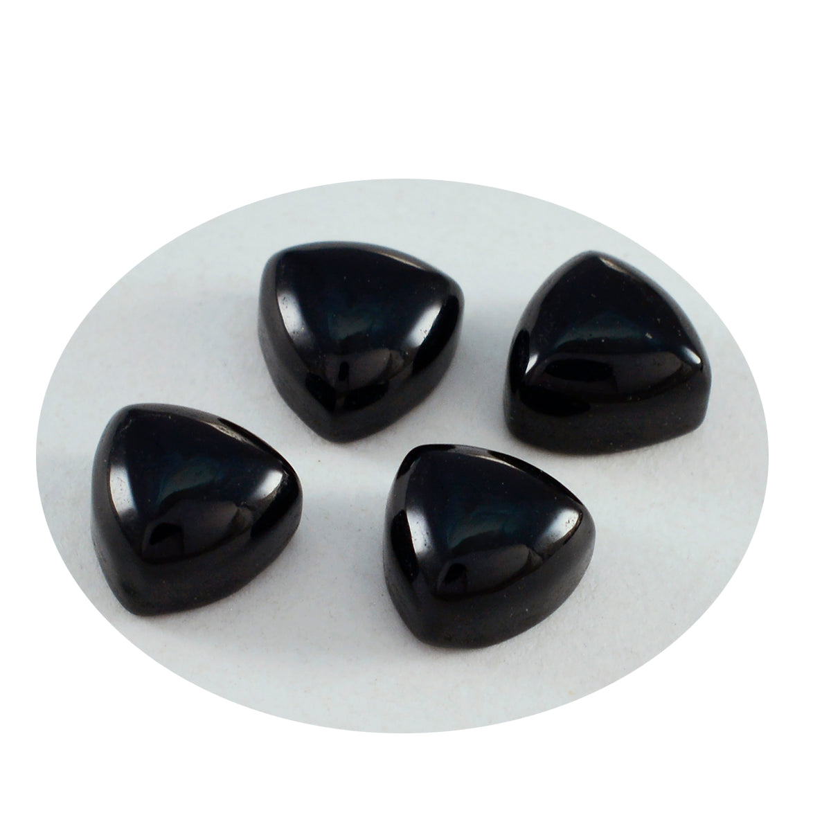 Riyogems 1 pieza cabujón de ónix negro 9x9 mm forma de trillón piedra de calidad A+