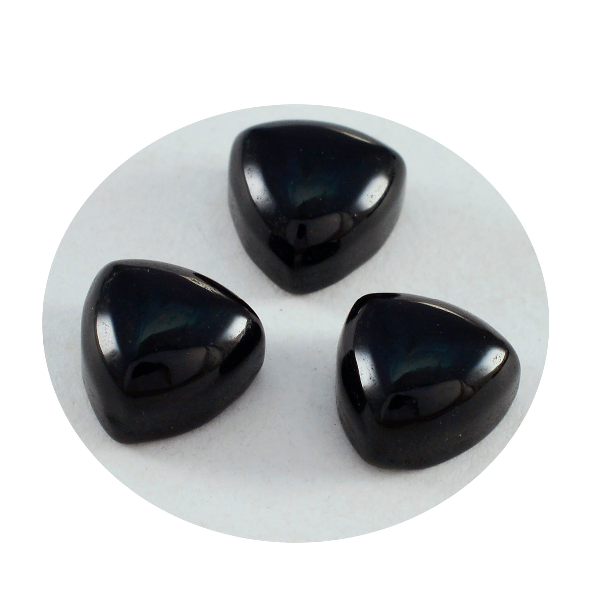 Riyogems 1 cabujón de ónix negro, 0.394 x 0.394 in, forma de billón, piedra preciosa de calidad A+1
