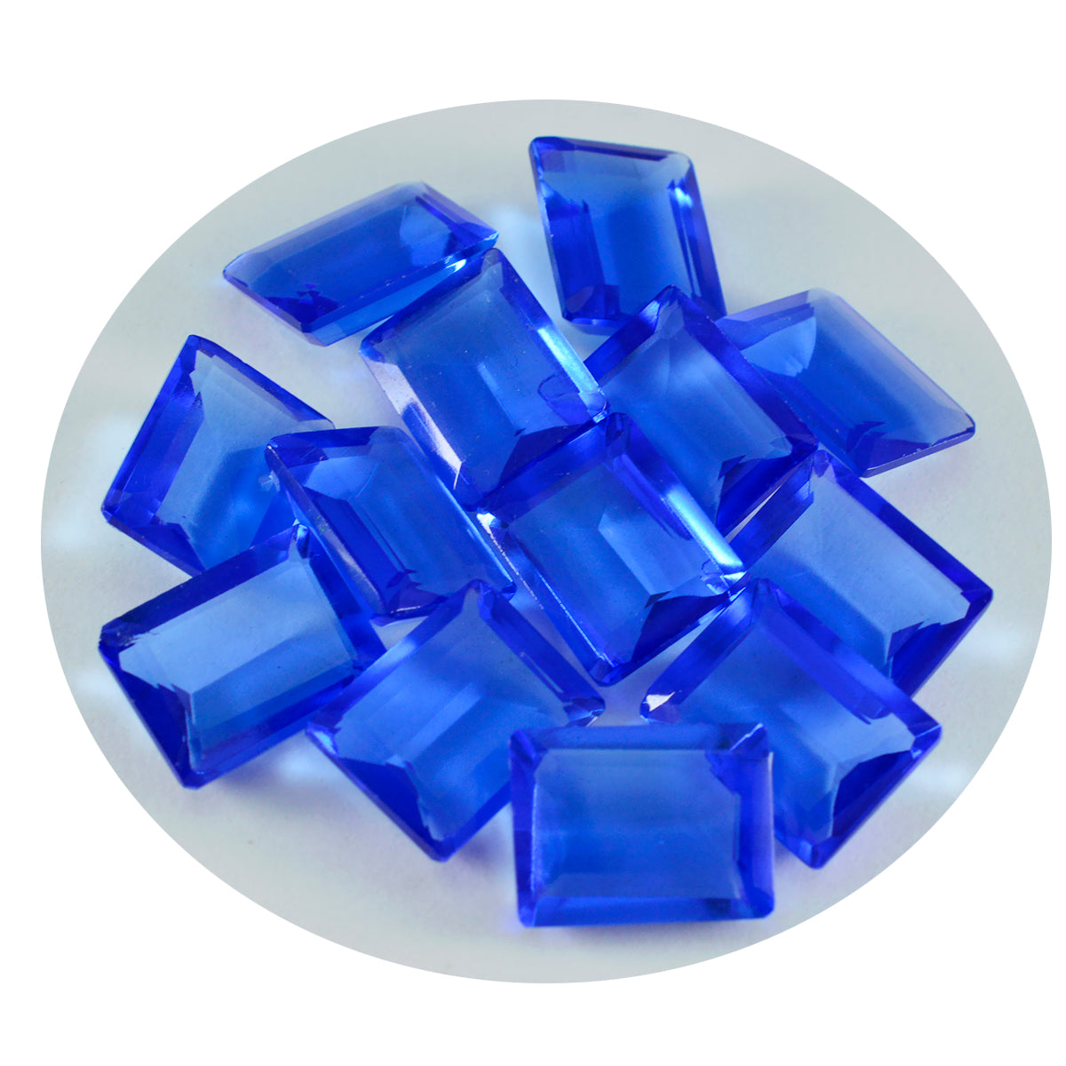 Riyogems 1 Stück blauer Saphir, CZ, facettiert, 10 x 12 mm, Achteckform, wunderschöner Qualitäts-Edelstein