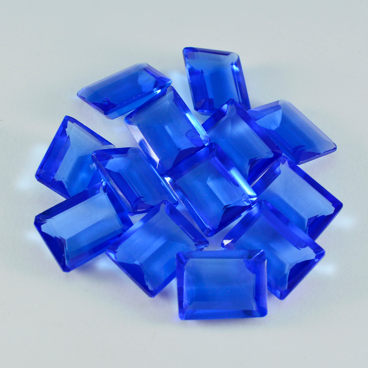 Riyogems 1 Stück blauer Saphir, CZ, facettiert, 10 x 12 mm, Achteckform, wunderschöner Qualitäts-Edelstein