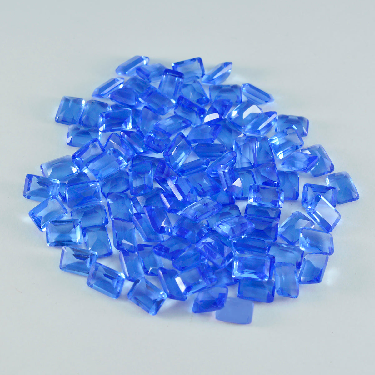 Riyogems 1pc saphir bleu cz facettes 3x5mm forme octogonale jolies pierres précieuses de qualité