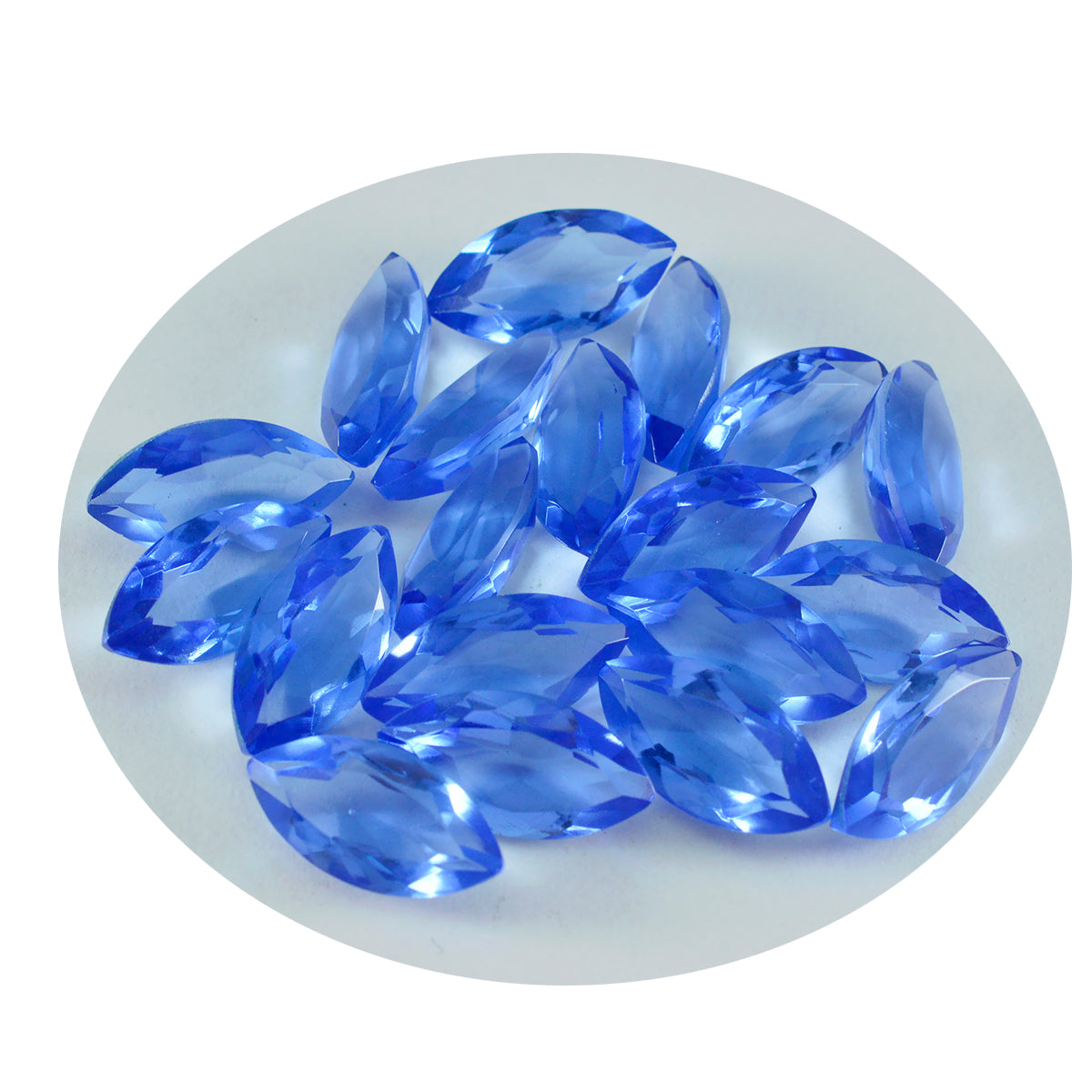 Riyogems 1PC blauwe saffier CZ gefacetteerde 5x10 mm markiezinvorm uitstekende kwaliteit losse edelsteen