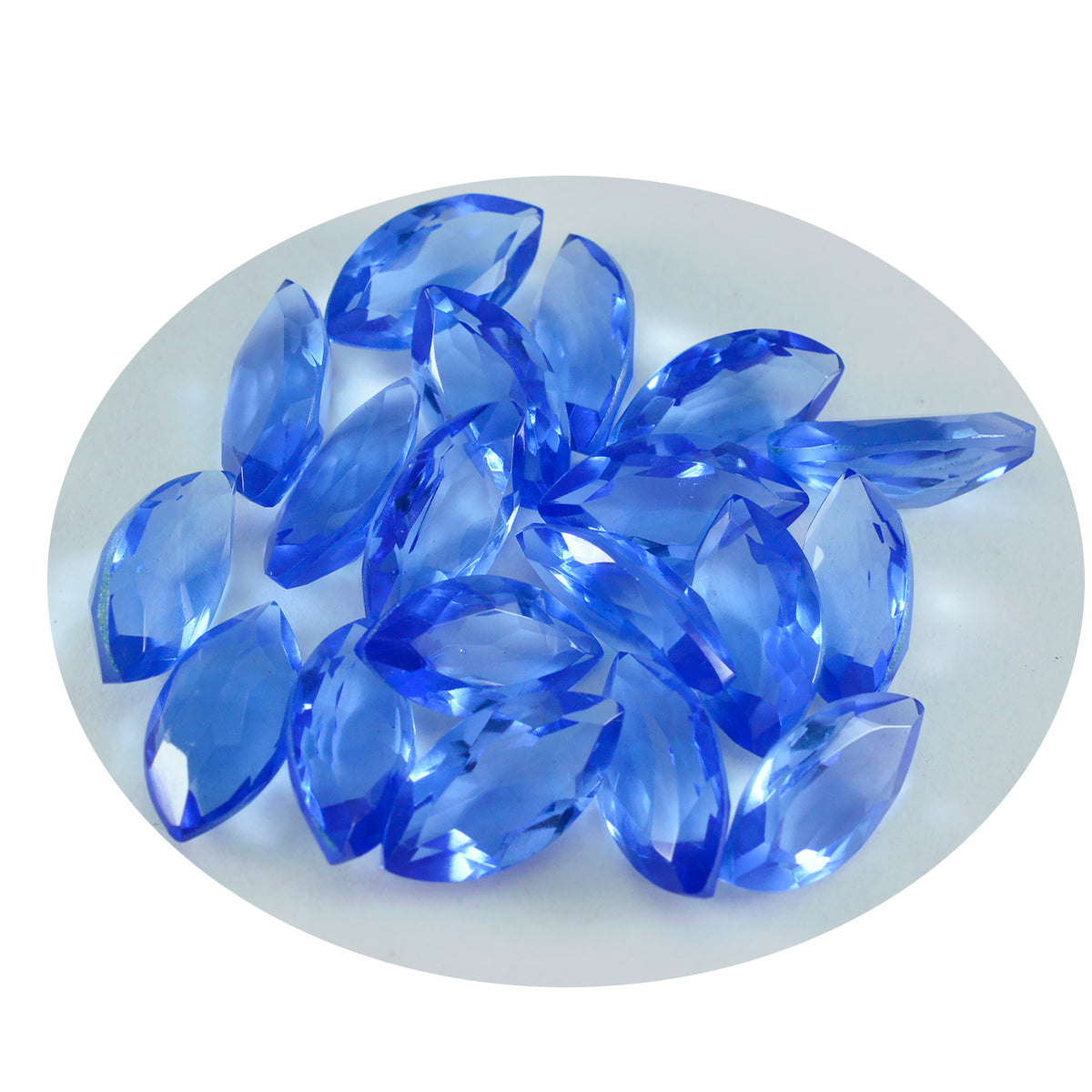 Riyogems 1 pc saphir bleu cz facettes 6x12 mm forme marquise gemme de qualité impressionnante