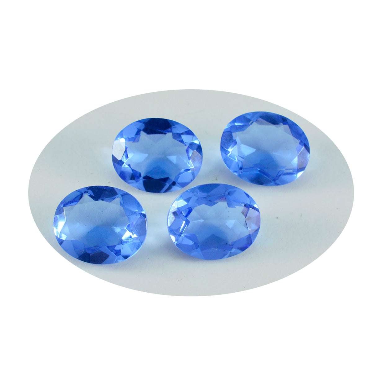 riyogems 1pc blue sappire cz faceted 10x12 mm oval shape beautiful quality loose gem