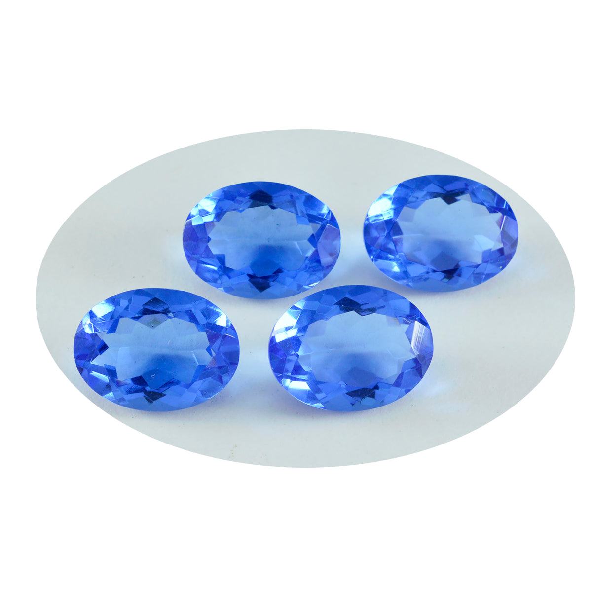 Riyogems 1pc saphir bleu cz facettes 10x14mm forme ovale qualité attrayante pierres précieuses en vrac