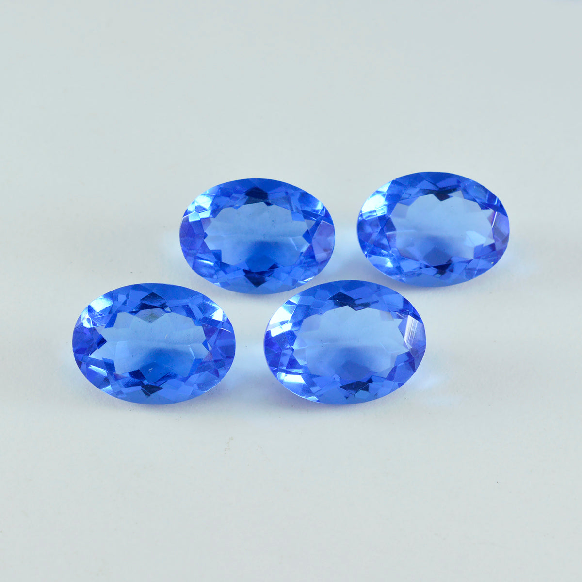 riyogems 1pc ブルー サファイア CZ ファセット 10x14 mm 楕円形の魅力的な品質のルース宝石