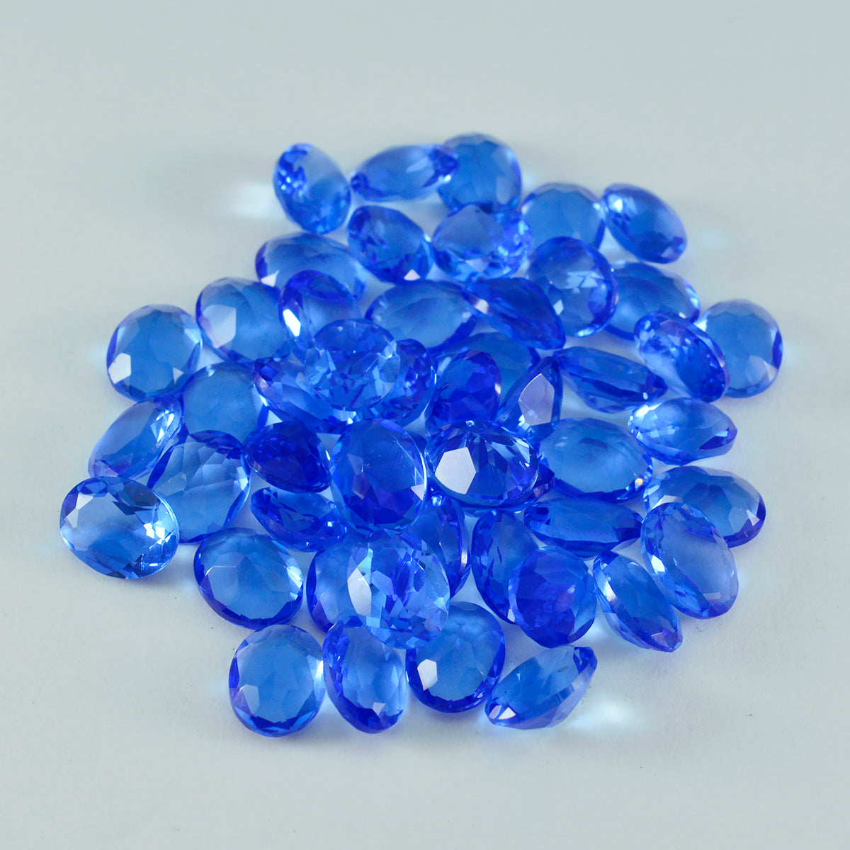 Riyogems 1 pc saphir bleu cz facettes 3x5 mm forme ovale aa qualité pierres précieuses en vrac