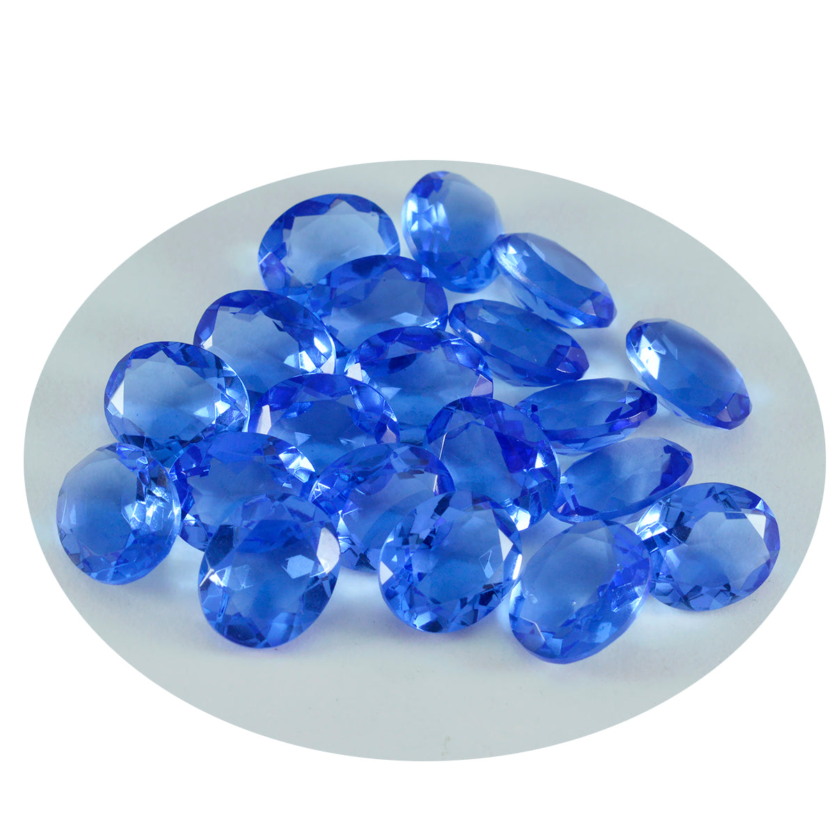 Riyogems 1 pieza de zafiro azul CZ facetado 7x9 mm forma ovalada gemas de calidad A1