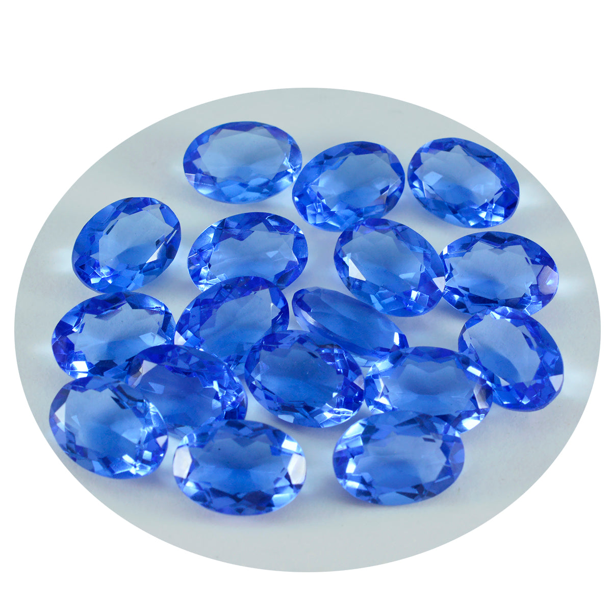 riyogems 1pc ブルー サファイア CZ ファセット 7x9 mm 楕円形 a1 品質の宝石