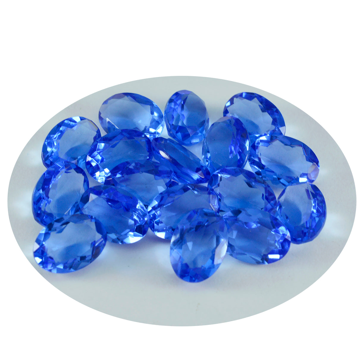 riyogems 1pc blue sappire cz faceted 8x10 mm oval shape good quality stone