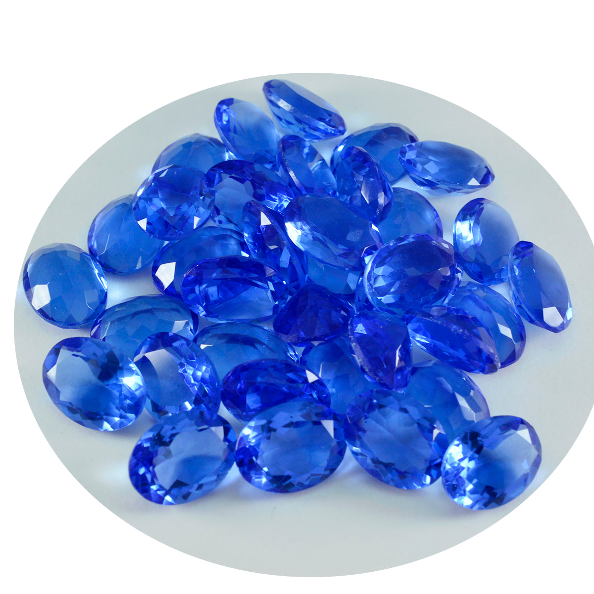 riyogems 1pc saphir bleu cz facettes 9x11 mm forme ovale pierre précieuse de belle qualité