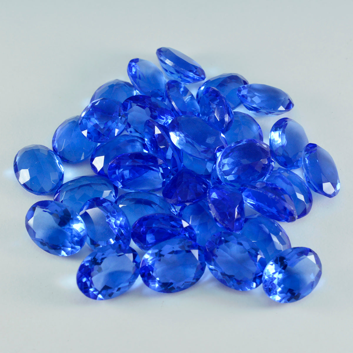 riyogems 1pc saphir bleu cz facettes 9x11 mm forme ovale pierre précieuse de belle qualité