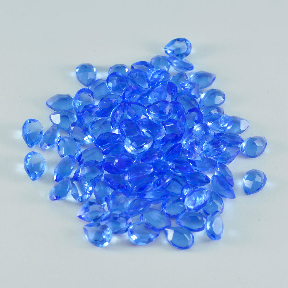 Riyogems 1PC Blue Sapphire CZ Faceted 3x5 mm Pear Shape handsome Quality Loose Gemstone
