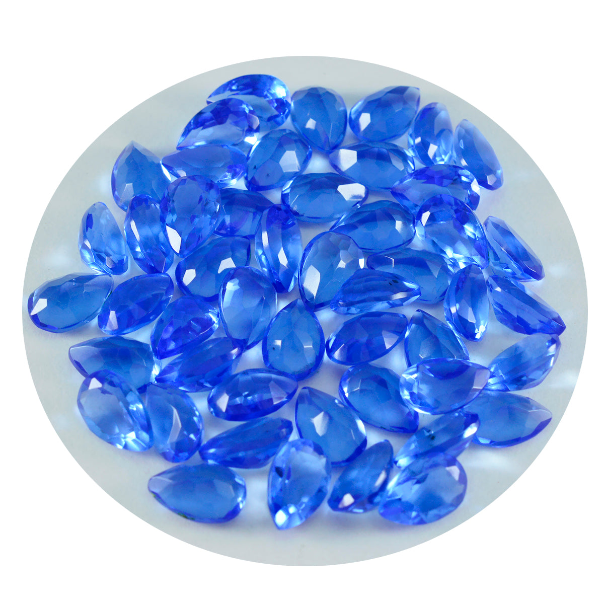 Riyogems 1 Stück blauer Saphir, CZ, facettiert, 4 x 6 mm, Birnenform, gut aussehender Qualitäts-Edelstein