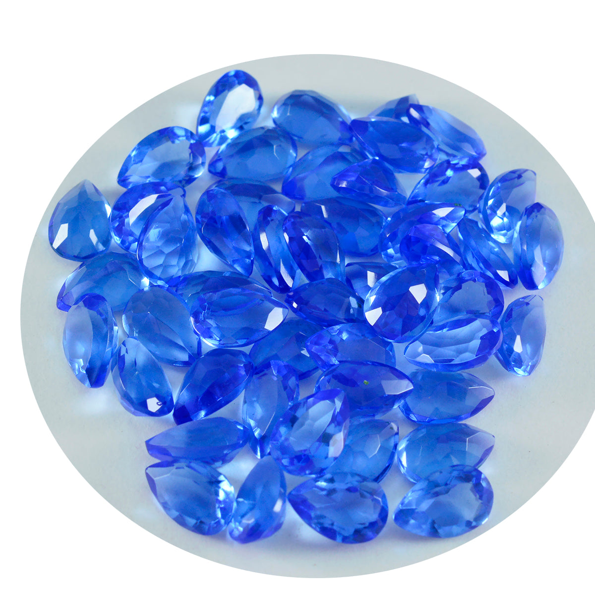 Riyogems 1pc saphir bleu cz facettes 5x7mm forme de poire belles pierres précieuses de qualité