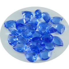 Riyogems 1 Stück blauer Saphir, CZ, facettiert, 7 x 10 mm, Birnenform, hübscher Qualitäts-Edelstein