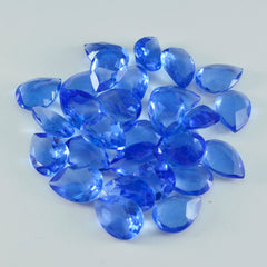 Riyogems 1 Stück blauer Saphir, CZ, facettiert, 7 x 10 mm, Birnenform, hübscher Qualitäts-Edelstein