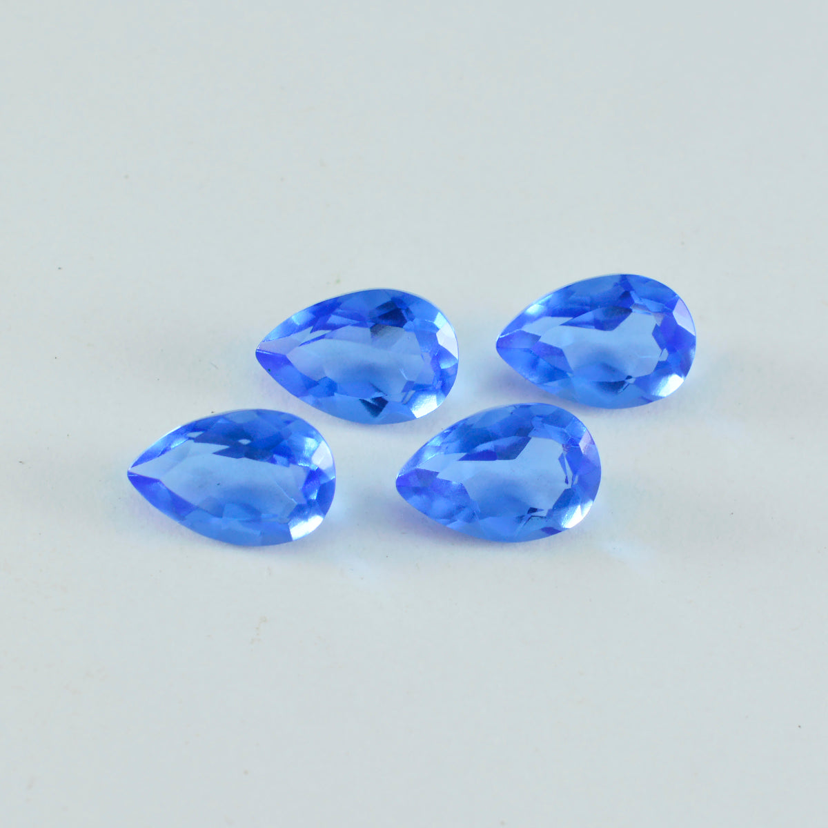 Riyogems 1 Stück blauer Saphir, CZ, facettiert, 8 x 12 mm, Birnenform, erstaunliche Qualität, loser Edelstein