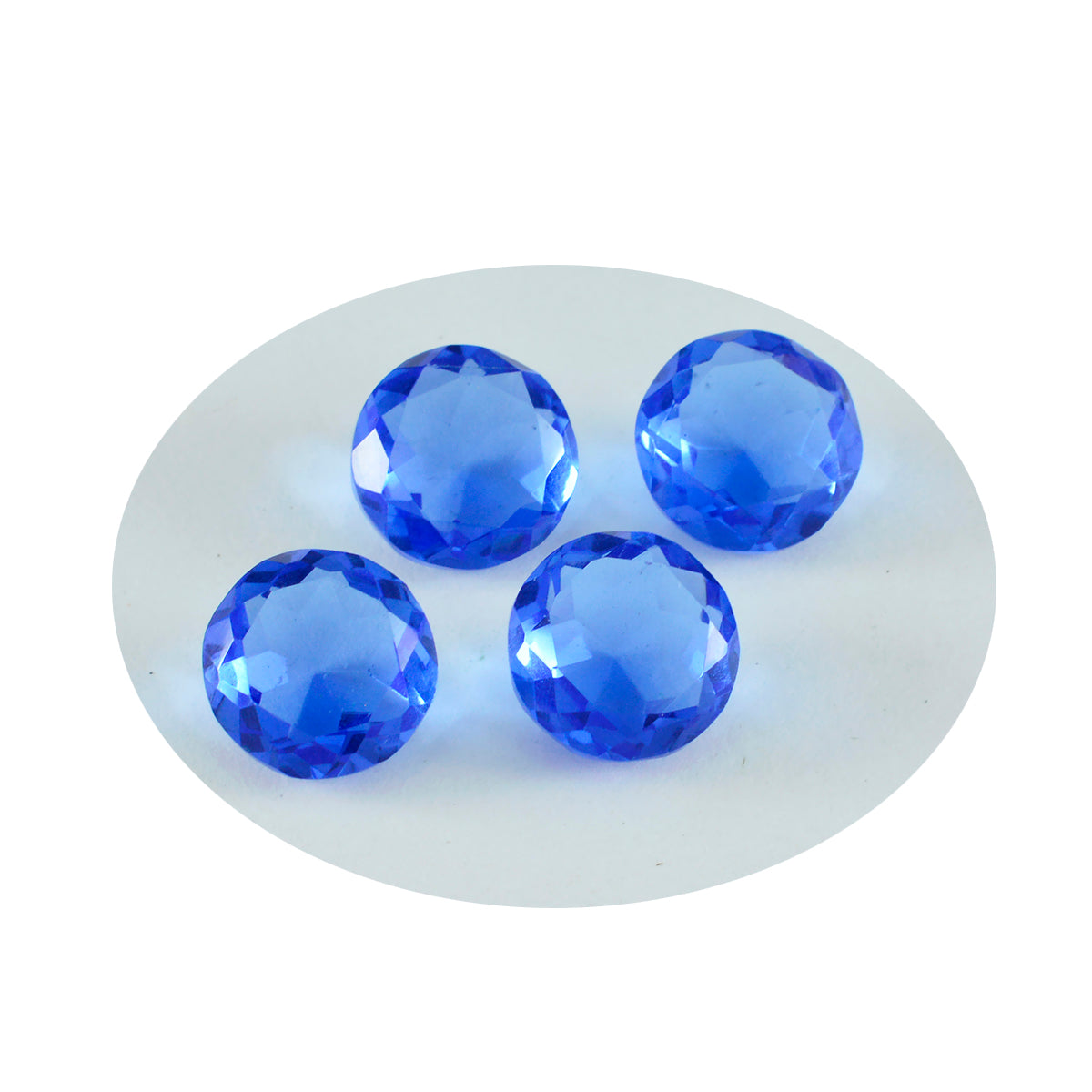 riyogems 1pc ブルー サファイア CZ ファセット 10x10 mm ラウンド形状素晴らしい品質ルース宝石